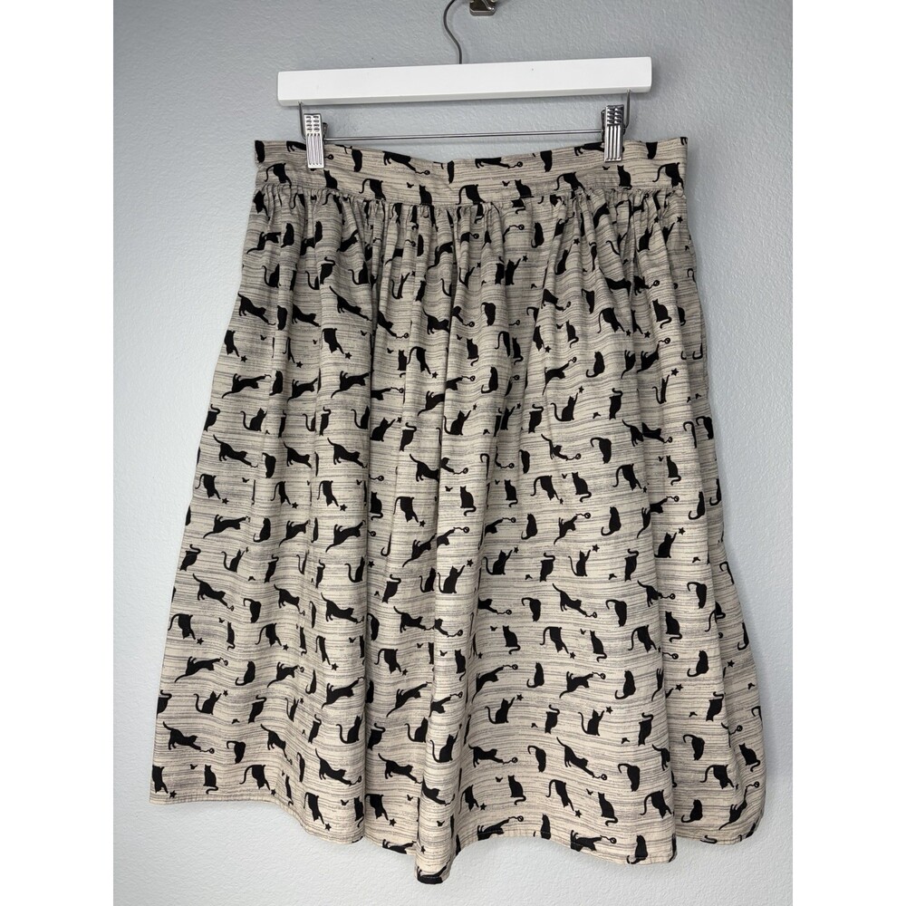 Bettie Page Grey Black Cat KItty Skirt Swing Rockabilly Pinup Pattern Women 1X
